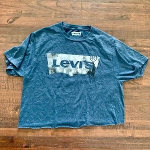 Levi’s Hand Cropped Blue and White Tee SZ- Small